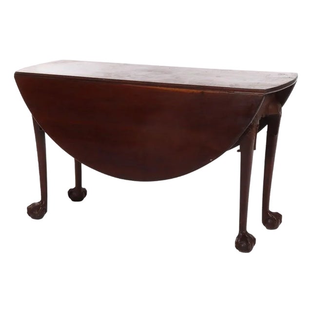18thC Chippendale Mahogany Drop Leaf Claw & Ball Foot Gate Leg Table For Sale