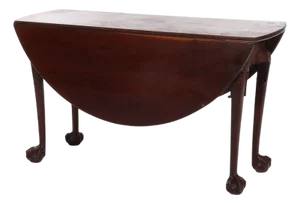 18thC Chippendale Mahogany Drop Leaf Claw & Ball Foot Gate Leg Table