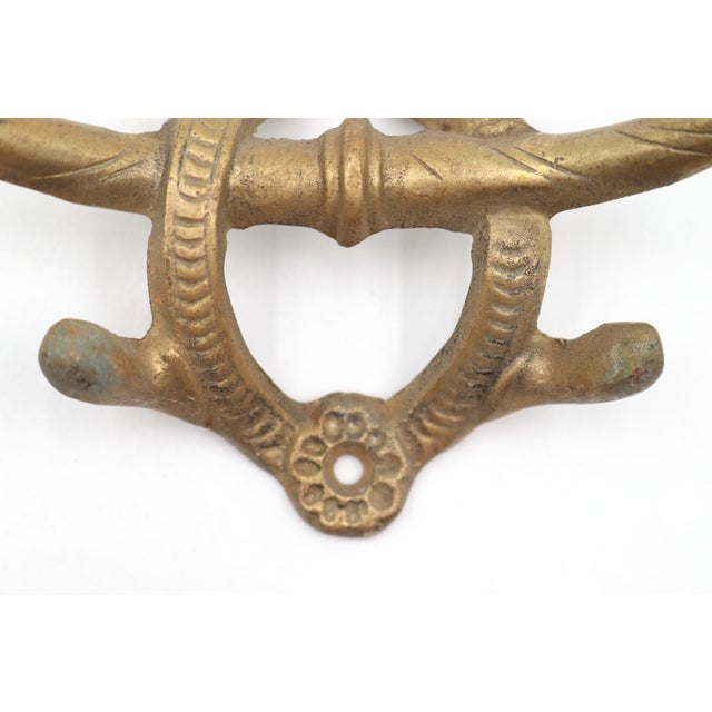 Pair of Antique Eastlake Solid Brass Wall Hooks For Sale - Image 6 of 7