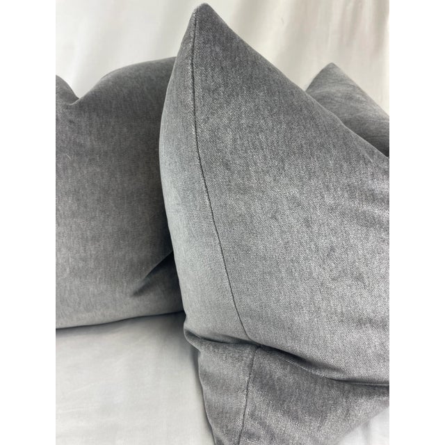 Transitional Holly Hunt "New Fortune" in Lucky Strike Indoor/Outdoor Velvet Pillows- a Pair For Sale - Image 3 of 4