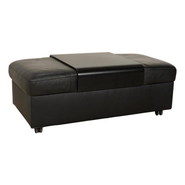 Arion Ottoman in Black Leather from Stressless For Sale