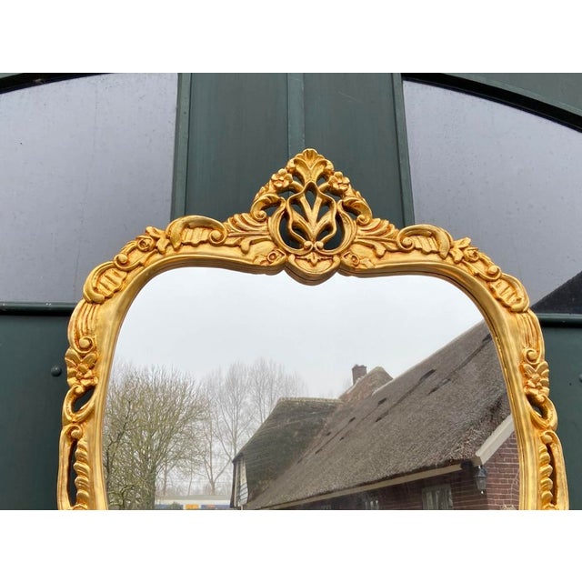 Gold 1970s Louis XVI Artisan Gilt Beech Marble Console Table & Mirror 2pc For Sale - Image 8 of 10