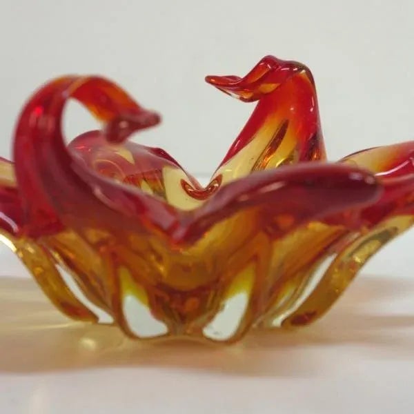 Vintage Orange Murano Glass Bowl For Sale - Image 7 of 9