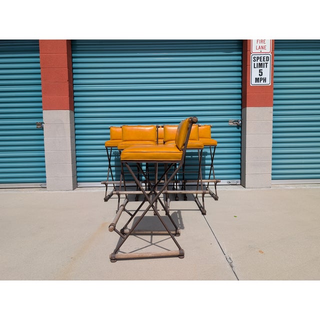 Vintage Mid Century Attributed to Cleo Baldon Barstools for Terra, Los Angeles – Iron, Oak & Leather For Sale - Image 11 of 18