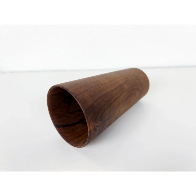 Brown Vintage Hand-Turned Solid Teak Wood Cup For Sale - Image 8 of 12