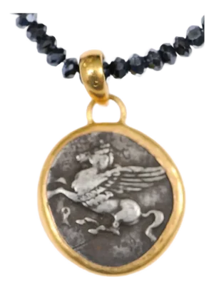Antique Pegasus & Athena Silver Stater Pendant