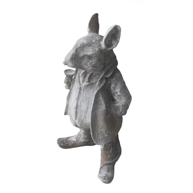 2000 - 2009 Vintage Cast Iron Anthropomorphic Gentleman Dandy Mouse Garden Statue For Sale - Image 5 of 12