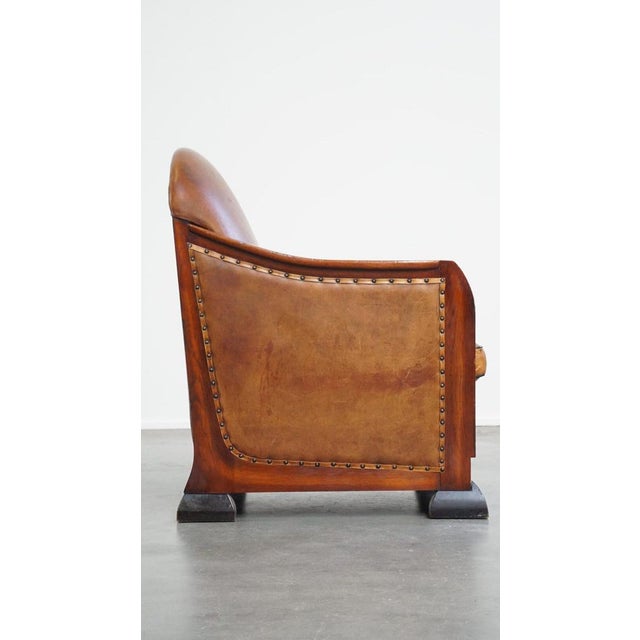 Art Deco Brown Leather Armchair For Sale - Image 3 of 14