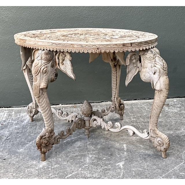Vintage Hand Carved Elephant Side Table For Sale - Image 12 of 13