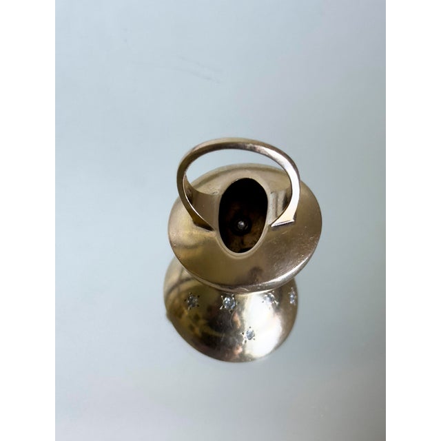 1960s 14k Gold Diamond Starburst Dome Ring With Celestial Modernist Design, Size 6.5 For Sale In New York - Image 6 of 8