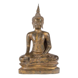 Seated Buddha, 18th Century-19th Century, Bronze with Traces of Gilding For Sale