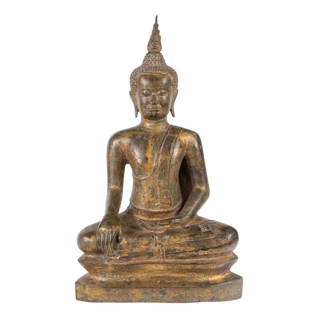 Seated Buddha, 18th Century-19th Century, Bronze with Traces of Gilding For Sale