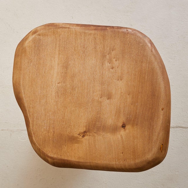 French Brutalist Wood Stool No. 03 by Richard Lecompte, 1970s For Sale - Image 4 of 10