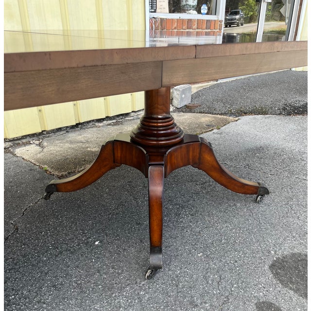 Wood Late 20th Century Regency Style Flame Mahogany Dining Table Attributed to Maitland-Smith For Sale - Image 7 of 18