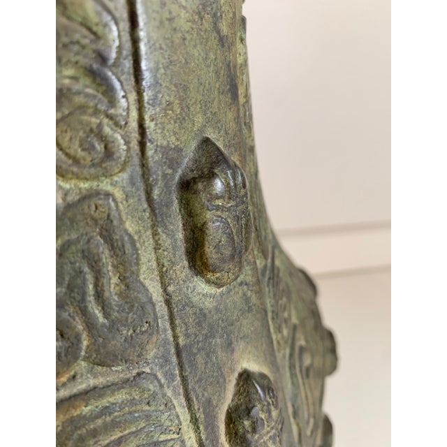 Bronze Chinese Archaistic Bronze Vase, Circa 1900 Shang Dynasty Style Gu Vessel For Sale - Image 8 of 18