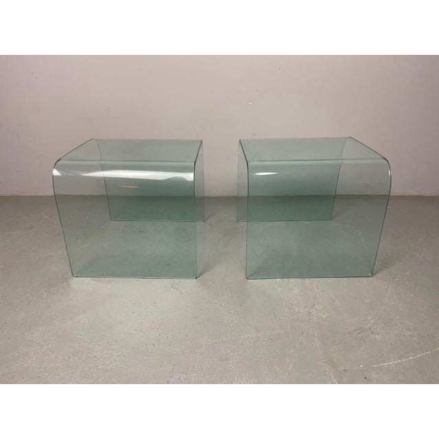 Waterfall Side Tables in Bent Glass by Angelo Cortesi for Fiam Italia, Italy, 1980s, Set of 2 For Sale - Image 10 of 16