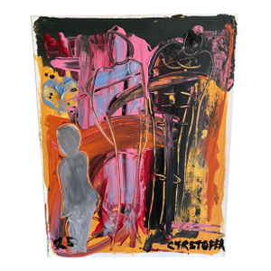 Colorful Abstract Painting on Canvas by Artist Christopher Shoemaker, Signed 14” X 11”