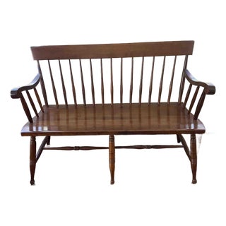 Mid-Century American Spindle-Back Deacon Bench For Sale
