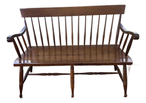 Mid-Century American Spindle-Back Deacon Bench