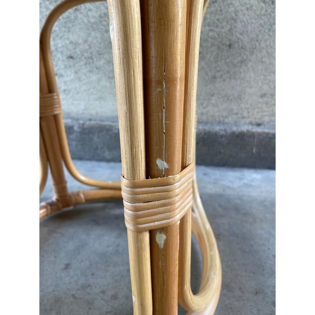 Vintage Bamboo Wicker Side Table, Plant Stand, or Stool For Sale - Image 10 of 11