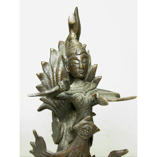 Pair of Antique Thai Bronze Kinnaris Figurines For Sale In San Francisco - Image 6 of 18