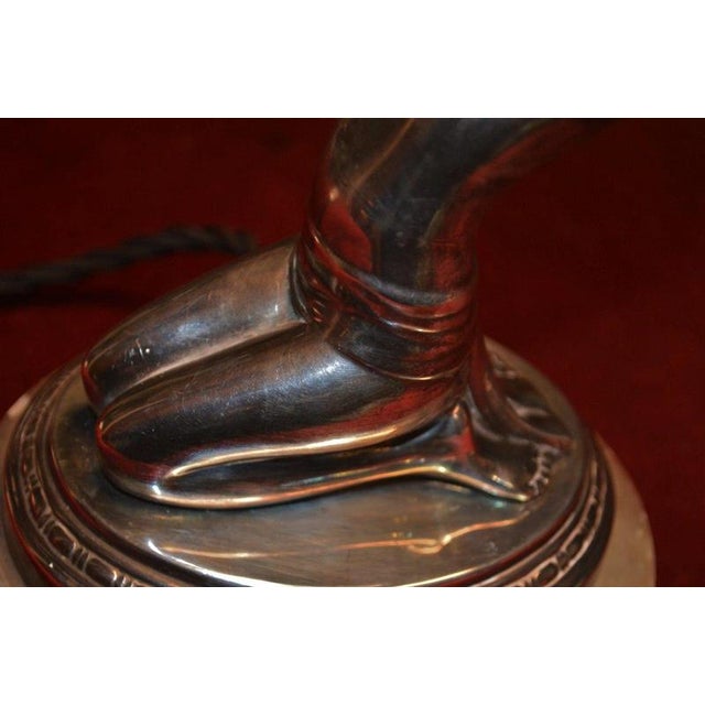 French Art Deco Chrome Figural Dancer Lamp with Opaline Glass Globe, 1930s For Sale - Image 17 of 18
