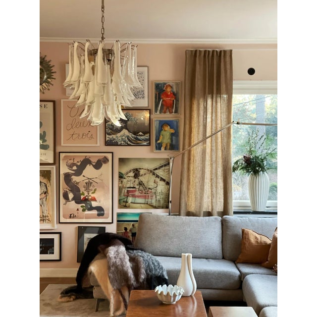 White Murano Glass Chandelier in the style of Mazzega - Large size. Contemporary Murano Chandelier in the style of...