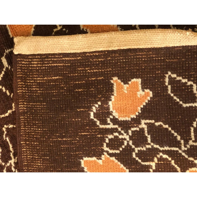 20th Century French Brown & Orange Floreal Square Rug, 1900s For Sale - Image 15 of 16
