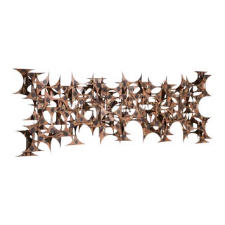 Marc Creates Mid Century Brutalist Metal Wall Sculpture For Sale