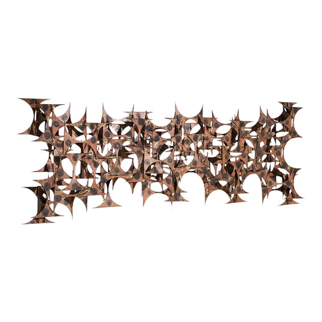 Marc Creates Mid Century Brutalist Metal Wall Sculpture For Sale