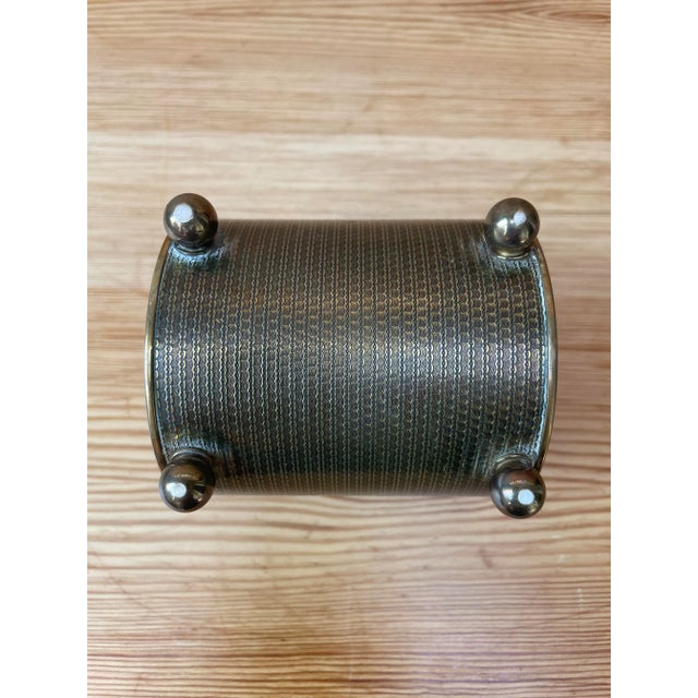 Antique Brass Cylinder Vanity Box With Ball Feet, c.1900 For Sale - Image 10 of 10