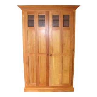 1990's Room & Board Solid Cherry Computer Armoire For Sale