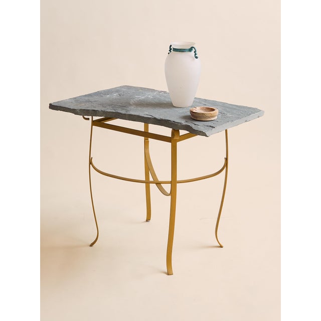 Art Deco The Vintage Iron Scroll & Slate Console Table For Sale - Image 3 of 9