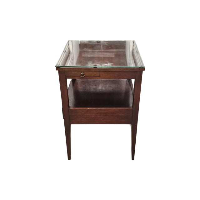 Brown Kindel Grand Rapids Mahogany End Table With Glass Top For Sale - Image 8 of 9