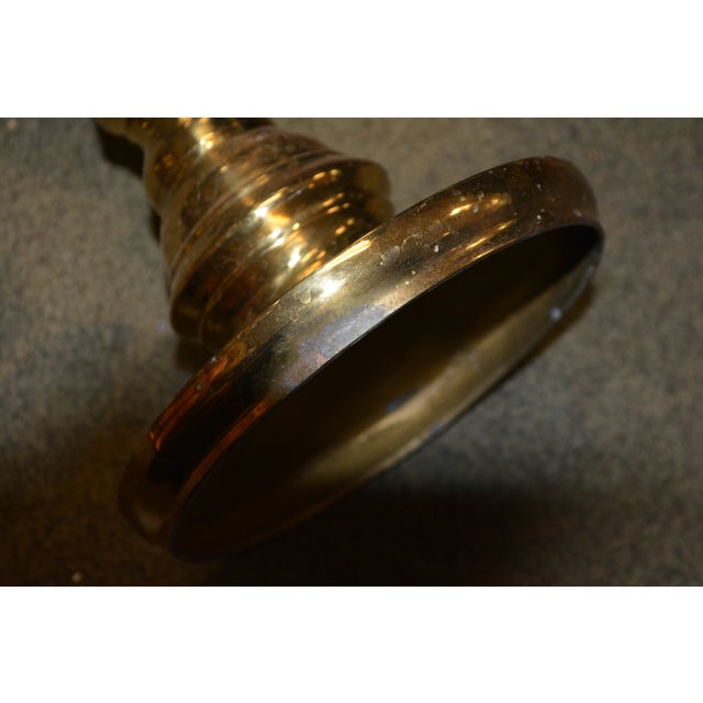 Vintage Pair Tall Brass Floor Candle Stands Holders Candlesticks For Sale - Image 14 of 15