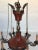 Metal 1990s Italian Six Light Brass Chandelier With Red Tole Finish For Sale - Image 7 of 13