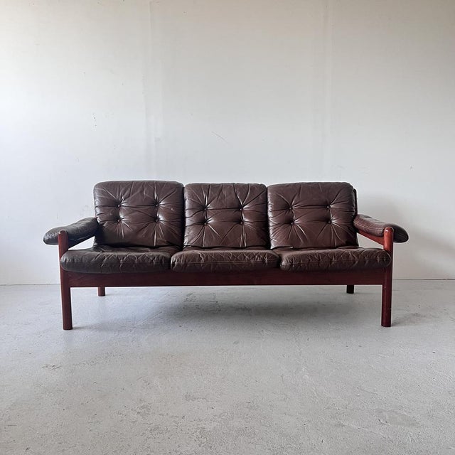 Scandinavian Brown Leather Sofa from Ulferts Möbler, 1970s For Sale - Image 12 of 12