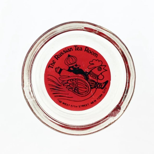 Vintage the Russian Tea Room New York Nyc Restaurant Glass Ashtray Dish For Sale - Image 9 of 12
