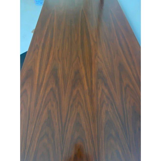 A large Jens Risom executive desk in walnut, featuring five drawers. Restored to a very good standard ready for your home...