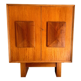 Italian Diamond Fronted Maple Cabinet, 1960s For Sale