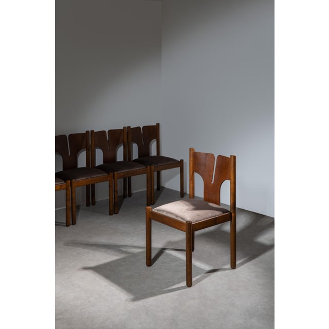 Wood Vintage Italian Chairs from Mobilgirgi, 1970s, Set of 6 For Sale - Image 7 of 16