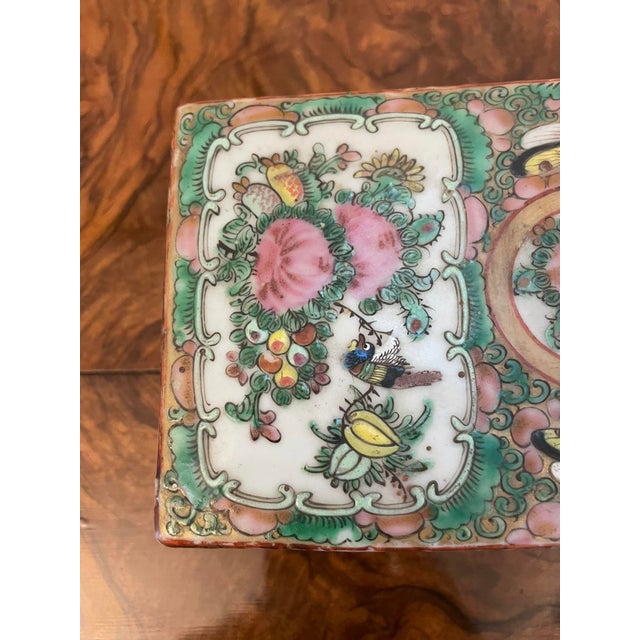 Antique Chinese Famille Rose Canton Lidded Pen Box, 1860 For Sale - Image 10 of 14