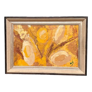 Yellow Composition, 1960s, Oil Painting on Panel, Framed For Sale