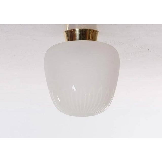 Swedish Glass & Brass Ceiling Light attributed to Böhlmarks, 1940s For Sale - Image 4 of 5