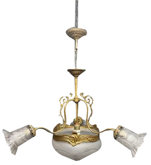 Antique French Art Deco Three Branch Chandelier, 1920s