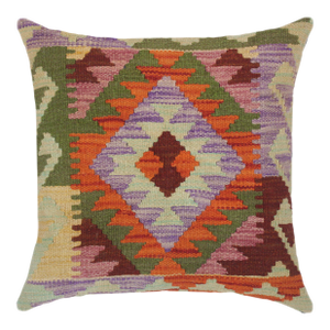 Geometric Turkish Nellie Hand Woven Kilim Throw Pillow