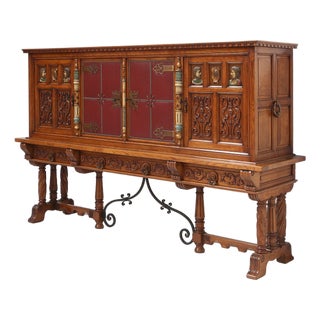 20th Century Baroque Carved Sideboard, Spain, 1950 For Sale