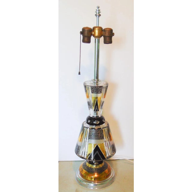 Art Deco Acid Etched Glass Lamp For Sale - Image 4 of 4