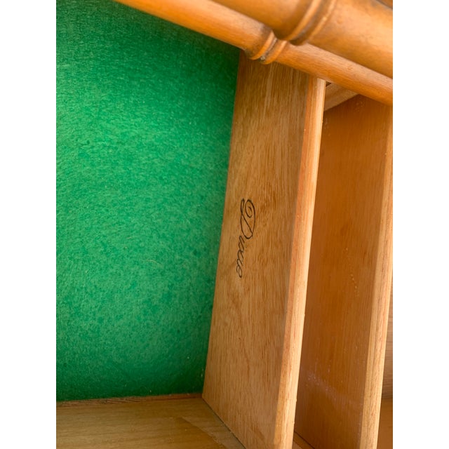 1970s Dixie Herringbone and Faux Bamboo Rolling Bar Cart For Sale In Naples, FL - Image 6 of 9