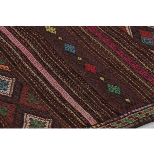 Tribal Vintage Persian Soumak Kilim, Vibrant Jewel Tone Geometric Motifs - Rug & Kilim For Sale - Image 3 of 7